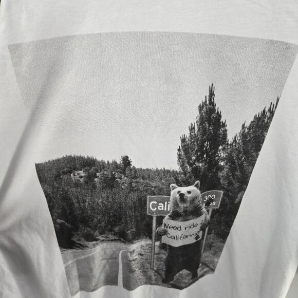 Dream USA White Black Bear Hitchhiking California Raglan Long Sleeved T-Shirt XL - Picture 3 of 5